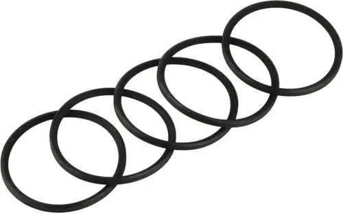 Fünf schwarze Gummidichtungen in Form von Ringen, die übereinander angeordnet sind. Hersteller ist Bosch.